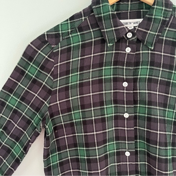 Elizabeth and James Plaid Flannel Button Down in Green/Blue - Picture 7 of 8